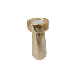 Porta Velas cerâmica dourado