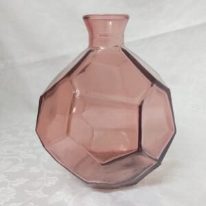 Vaso de vidro rosa geométrico