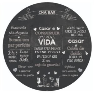 Painel redondo sublimado Chá Bar Chalkboard