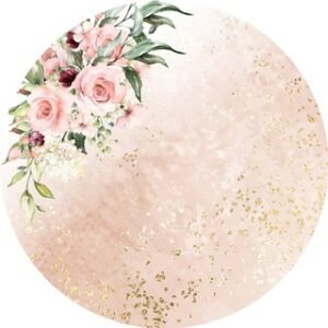 Painel redondo sublimado flores Rose e dourado